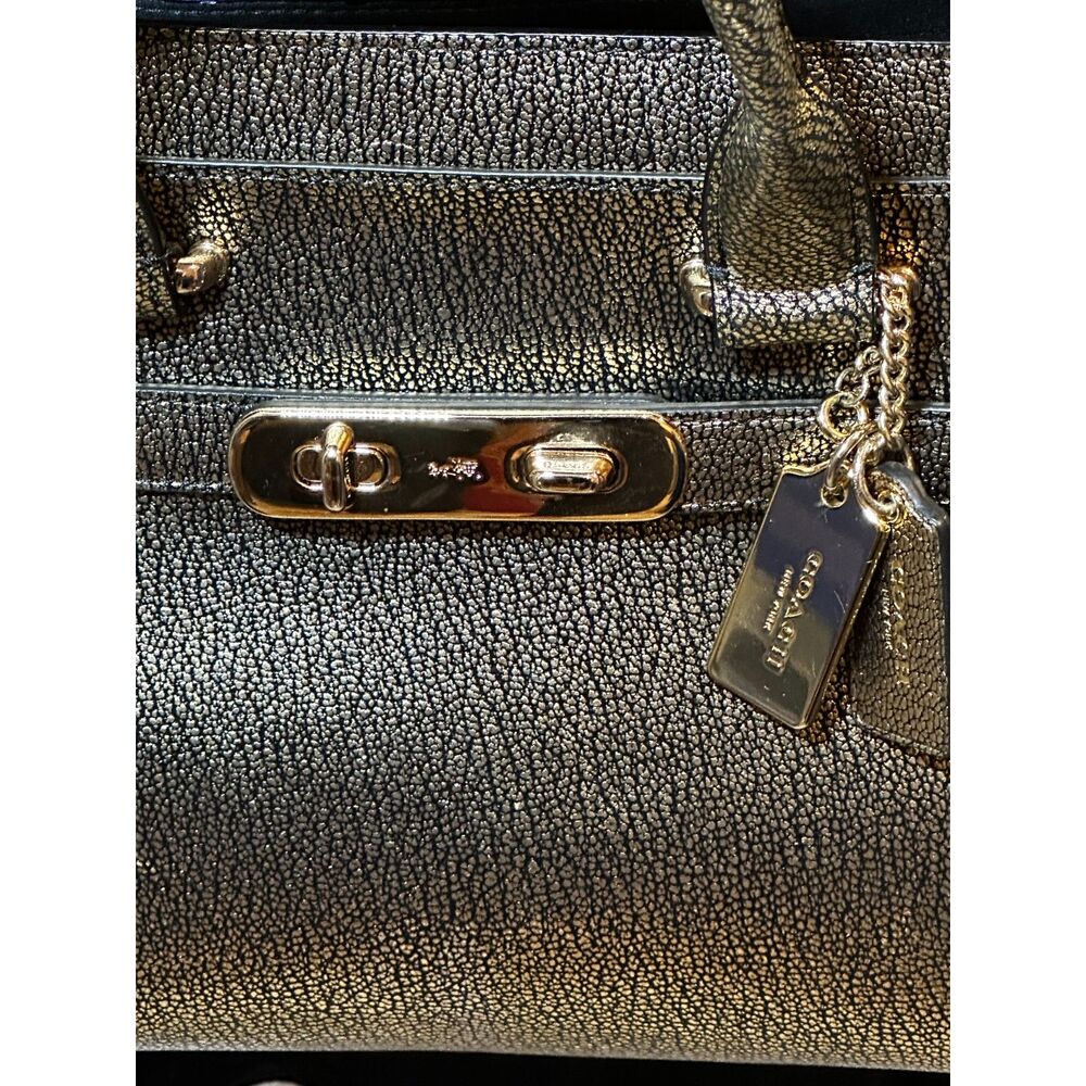 Coach Gold Leather Swagger Medium Carryall Top Handle Bag EUC - Picture 3 of 9